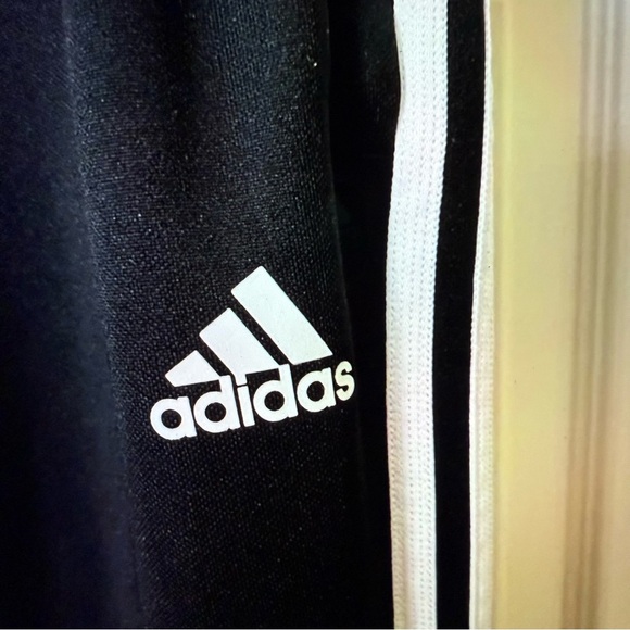 Adidas men’s Black Joggers with White Stripes and zippered ankles size XL - Picture 3 of 11